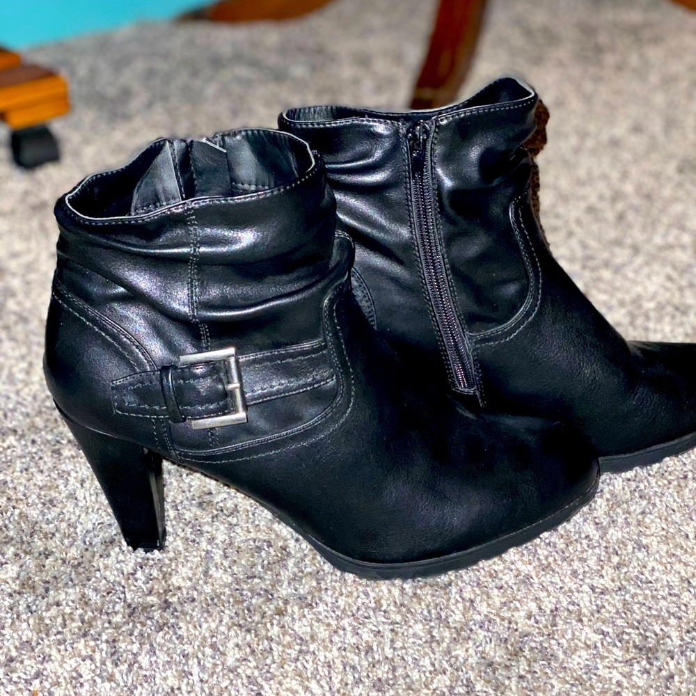 Black booties, size 11